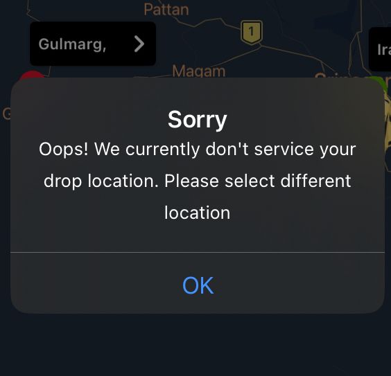 if you try to book taxi to gulmarg with rapido